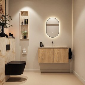 Mondiaz Ture DLux toiletmeubel 100cm washed oak met wastafel frappe midden zonder kraangat