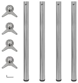 vidaXL 242137 4 Height Adjustable Table Legs Brushed Nickel 870 mm