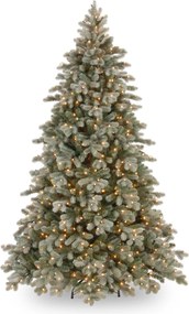 Poly Frosted Colorado Hinged verlichte kunstkerstboom - 243 cm - Bevroren blauw - Diameter 170 cm - 2544 tips - 650 ledlampjes (warm wit) - Metalen voet