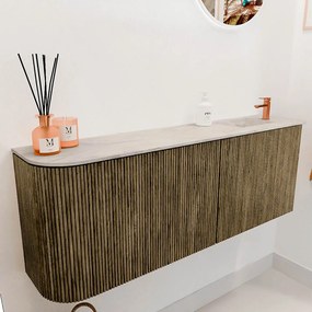 Mondiaz Joya DLux 110cm toiletmeubel ronding links dusk met wastafel faye rechts 1 kraangat ostra