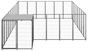 vidaXL Hondenkennel 15,73 m² staal zwart