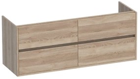 BRAUER Nexxt Wastafelonderkast - 140x46x55cm - 4 greeploze softclose lades - 2 sifonuitsparingen - MFC - legno calore 1342