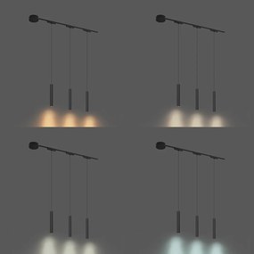 Modern railsysteem met 3 hanglampen zwart 1-fase - Magnetic Cassie