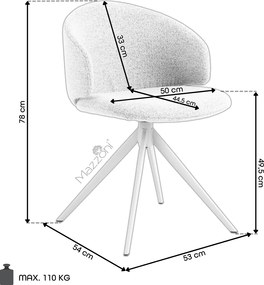 NELA NELA Beige (stof Basel 24)/zwarte poten - MODERNE GESTOFFEERDE DRAAISTOEL VOOR WOONKAMER/EETKAMER/KANTOOR LOFT