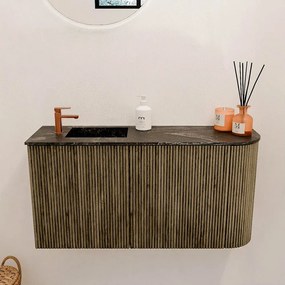 Mondiaz Joya DLux 80cm toiletmeubel ronding rechts dusk met wastafel faye links 1 kraangat lava