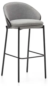 Kave Home Eamy Hoge Barkruk Met Zwart Houten Rugleuing