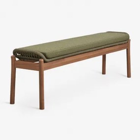 180 Cm Bank Van Acaciahout En Gevlochten Touw Karvia Acacia Bruin & Bouclé Saliegroen - Sklum