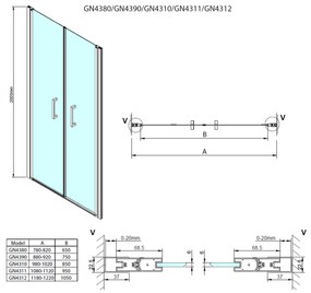 Gelco Loro pendeldeuren 90x200cm chroom