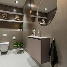 Mondiaz Ture 80cm toiletmeubel smoke met wastafel talc midden 1 kraangat