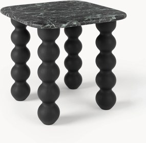 Marmeren bijzettafel Lyndi met eikenhouten poten