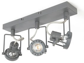 Industriële spot antraciet 3-lichts draai- en kantelbaar - Suplux