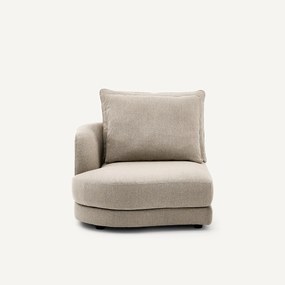 Halve bank links, afgerond, modulair, van tweed, TIBERIO