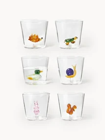 Handgemaakte waterglazen Animal Farm, 6 stuks