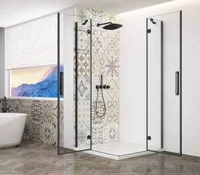 Gelco Trinity douchecabine met hoekinstap 90x100cm helder glas zwart mat