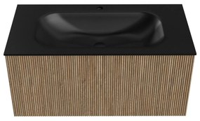 Mondiaz Kurve 90cm badmeubel dusk met 1 lade en wastafel big small midden 1 kraangat urban