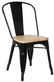 Set Van 4 Stapelbare Eetkamerstoelen Van Hout En Staal Lix Zwart & Natuurlijk Hout - Sklum