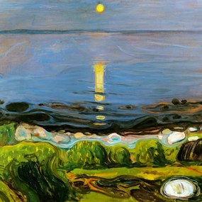 Kunstreproductie Summer Night by the Beach, Edvard Munch
