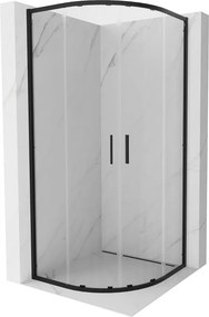Mexen Exo-S Duo half rondeglide douchecabine 90 x 90 cm, transparant, zwart - 8132-090-090-70-00