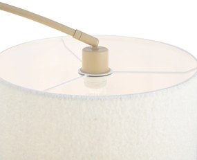 Moderne booglamp beige met teddy kap - Vinossa