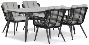 Tuinset 4 personen 180 cm Aluminium/wicker Zwart Coco Azzano/Vienna