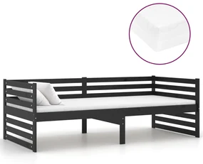 vidaXL Slaapbank met matras massief grenenhout zwart 90x200 cm