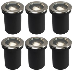 Set van 6 buiten grondspots staal verstelbaar IP65 - Delux Modern GU10 IP65 Buitenverlichting Lamp