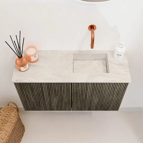 Mondiaz Joya DLux 70cm toiletmeubel shadow met wastafel faye rechts zonder kraangat ostra