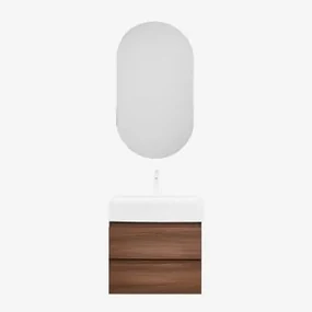 Badkamermeubelset Van Hout En Essenhoutfineer Met Geïntegreerde Wastafel Ona Donker Hout & Ovaal Met Opbergruimte Zwart 50x90 Cm Oricsa & - Sklum