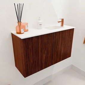 Mondiaz Joya 70cm toiletmeubel ruby met wastafel faye rechts 1 kraangat talc