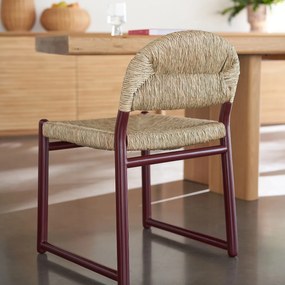 Stoel in massief gelakt eik en stro, Lyla