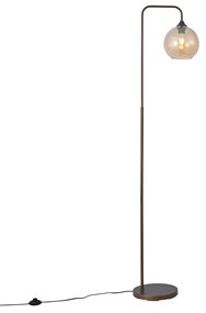 Art Deco vloerlamp donker brons met amber glas - Sandra