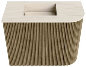 Mondiaz Joya DLux 50cm toiletmeubel ronding rechts dusk met wastafel faye links zonder kraangat meli