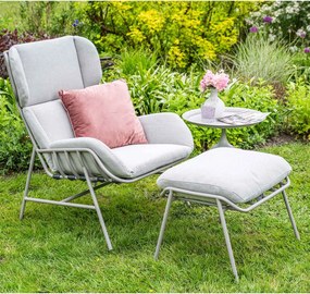 Garden Impressions Fresno loungestoelen taupe - Mati bijzettafel Ø50x48 cm