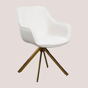 Set Van 2 Chenille Eetkamerstoelen Lucy White & Goud - Sklum