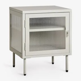 Pack Van 2 Rechthoekige Nachtkastjes 45x40 Cm In Staal En Glas Paoline Groen – Khaki - Sklum