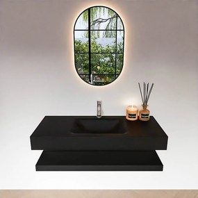 Zaro Alan badmeubel 110cm met planchet urban en vrijhangende wastafel cloud midden 1 kraangat urban