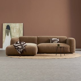 Beige Hoekbank Met Chaise Longue Links