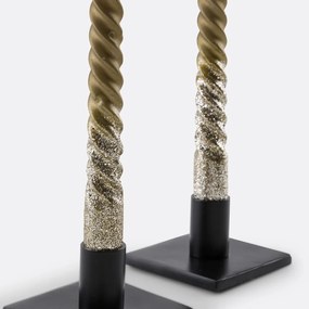 Set van 2 gedraaide kaarsen met glitters, Caspar