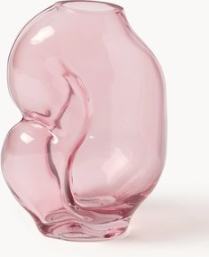 Handgemaakte glazen vaas Gleam, H 18 cm