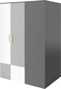 Kledingkast Veravie 131, Grafiet, Wit, Lichtgrijs, 193x130x93cm, 120 kg, Kledingkast deuren: Met scharnieren