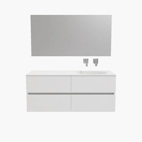 Zaro Sevilla Solid Surface badmeubel 120cm mat wit zonder kraangat spoelbak rechts 4 lades