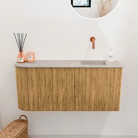 Mondiaz Joya DLux 90cm toiletmeubel ronding links oak met wastafel faye rechts zonder kraangat glace