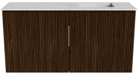 Mondiaz Joya DLux 80cm toiletmeubel walnut met wastafel faye rechts zonder kraangat opalo