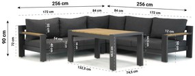 Dining Loungeset 5 personen Aluminium/Aluminium/teak Grijs  Lifestyle Garden Furniture Milano