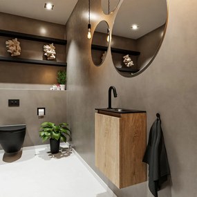 Mondiaz Ture 40cm toiletmeubel washed oak met wastafel urban rechts 1 kraangat
