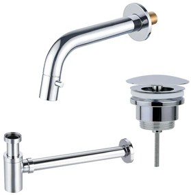 Fortifura Calvi Fonteinkraanset - inbouw - uitloop 19.5cm - inkortbaar sifon - always open plug - chroom SW1108827/SW696209/SW696219
