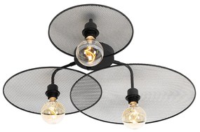 Design plafondlamp zwart met mesh 3-lichts - Jane