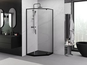 Mexen Exo-R vijfhoekige douchecabine 90 x 90 cm, transparant, zwart - 812-090-090-70-00