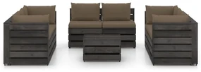 vidaXL 9-delige Loungeset met kussens grijs geïmpregneerd hout