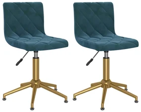 vidaXL Eetkamerstoelen draaibaar 2 st fluweel blauw